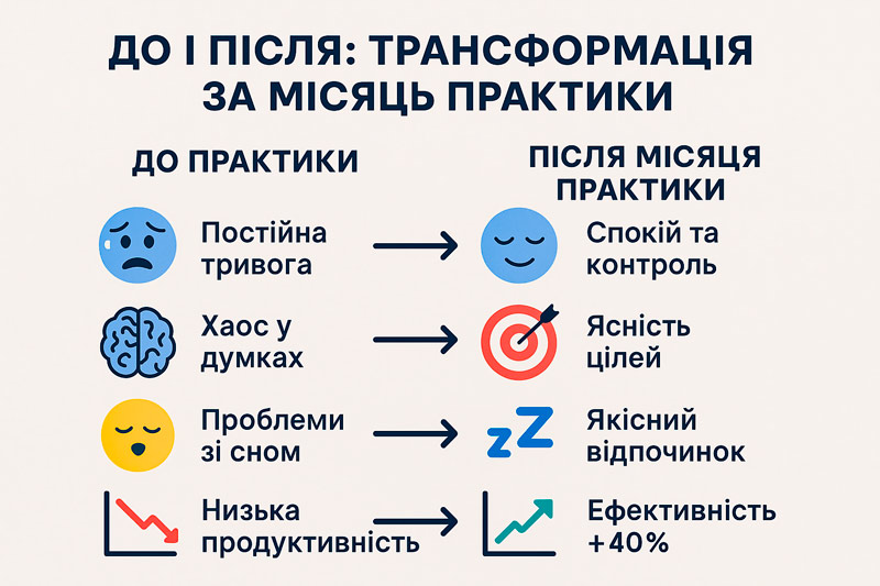 інфографіка: Brain Dump – трансформація за місяць практики